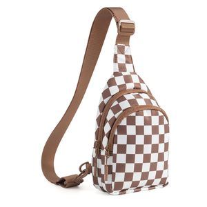 Checkered Sling Bag for Women Small Backpack Crossbody Chest Bag Fanny Packs💚